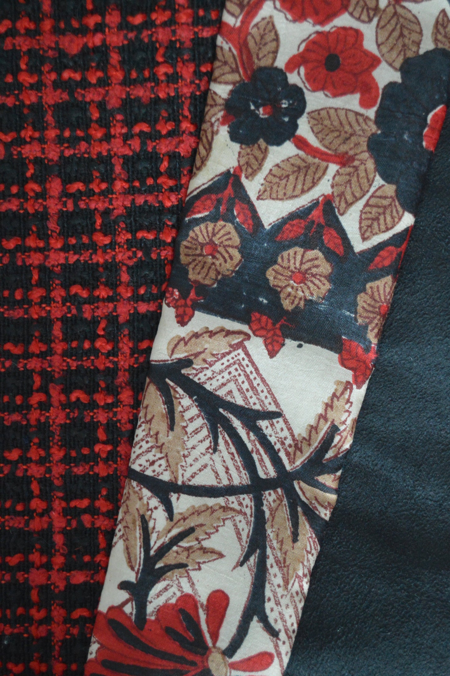 Red Black Cream Wrap Triangle Cloth Scarf