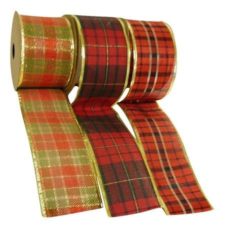 50mm Plaid Wired Edge Ribbon