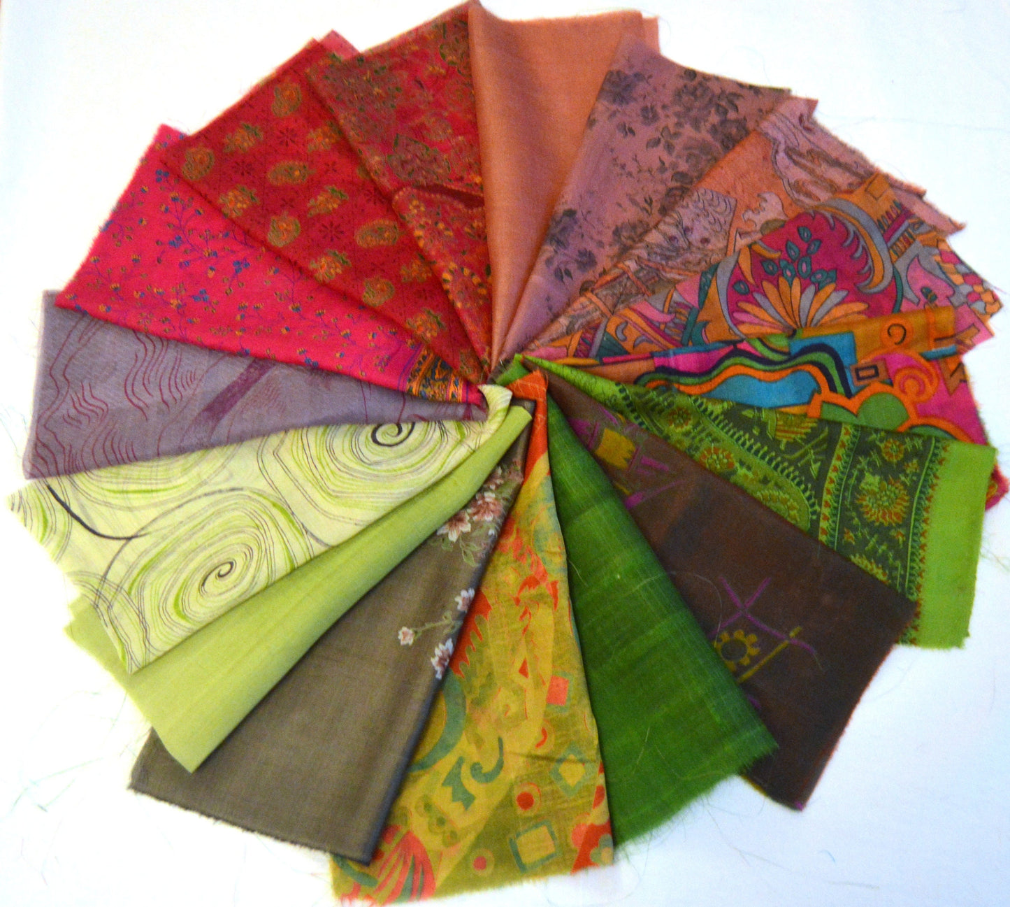 10 Inch x 16 Pieces Mixed Colour Upcycled Silk Sari Squares