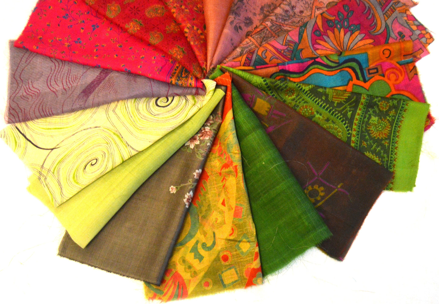 10 Inch x 16 Pieces Mixed Colour Upcycled Silk Sari Squares