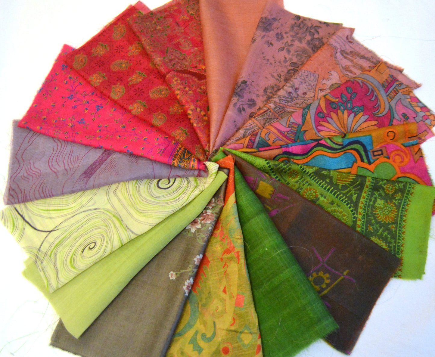 10 Inch x 16 Pieces Mixed Colour Upcycled Silk Sari Squares