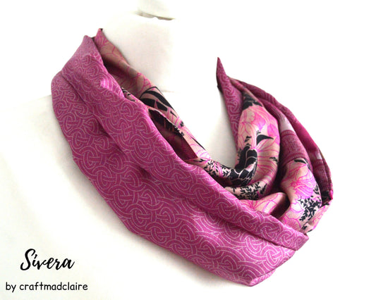 Pink Pastel Upcycled Vintage Sari Silk Infinity Loop Scarf - Sophisticated Boho Spring Summer Womens Scarf - Mothers Day Gift For Her