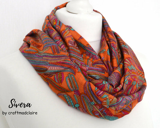 Bold Orange Silk Scarf - Silk Infinity Scarves - Gift for Her - Gift for Him -
