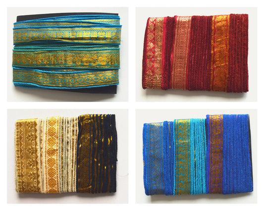 Handmade Vibrant Vintage Sari Borders Ribbon Trim 5 Metre Packs