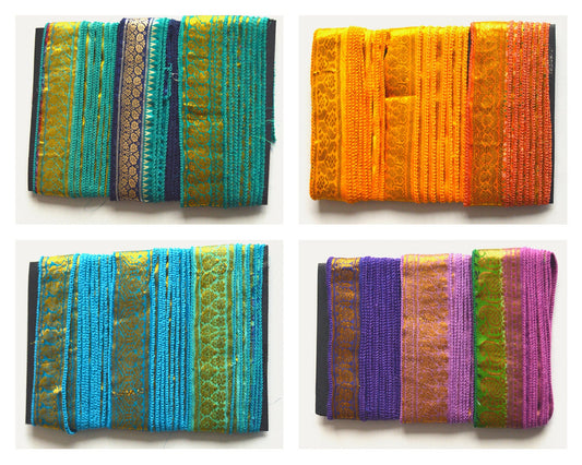 Handmade Vibrant Vintage Sari Borders Ribbon Trim 5 Metre Packs