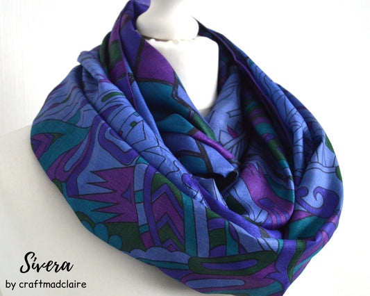 Purple Lilac Magenta Upcycled Vintage Sari Scarf