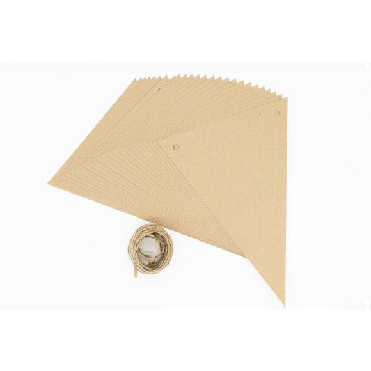 Bunting Kit Brown Kraft Pack of 25 Flags and 5M Jute String