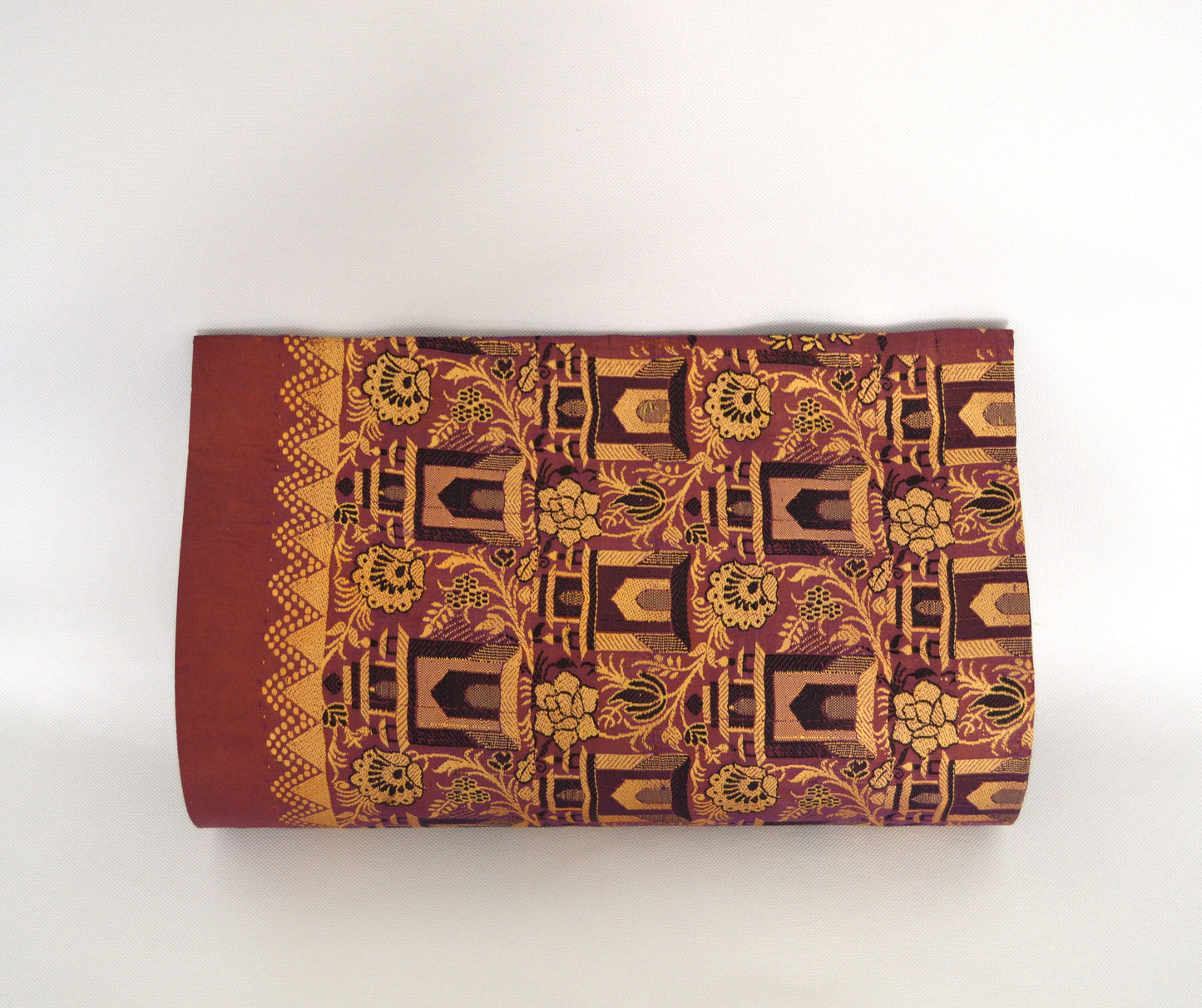 Burgundy Camel Upcycled Vintage Sari Clutch