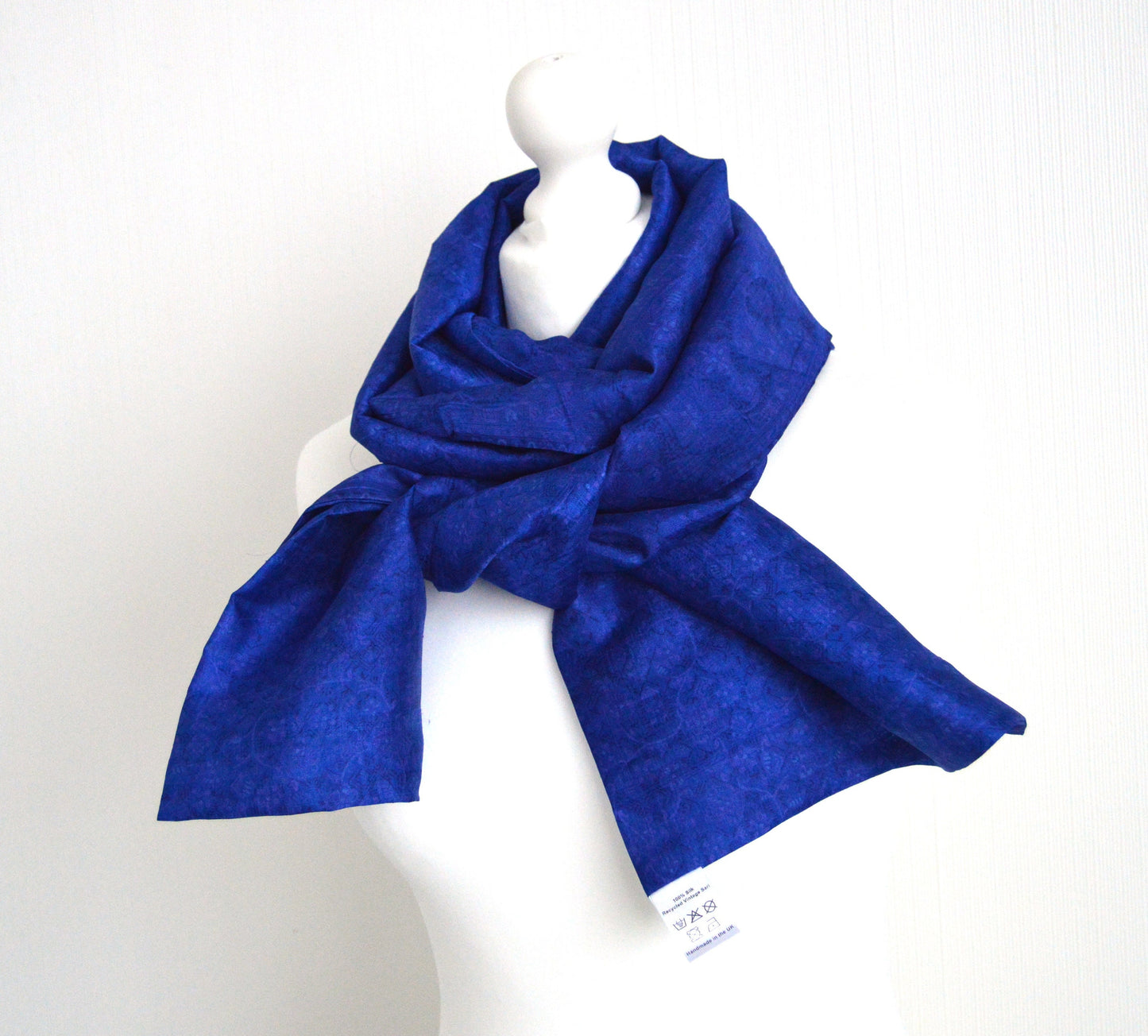 Blue Upcycled Sari Silk Infinity Loop Scarf