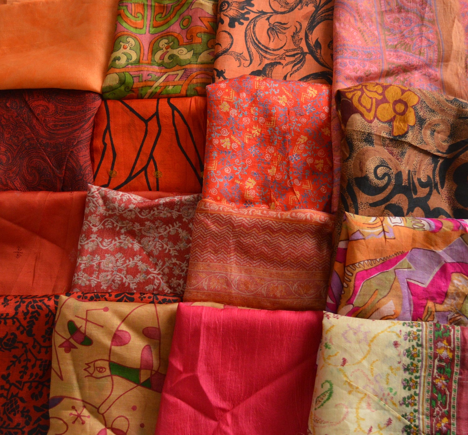 Sari Fabric Squares, Fat Quarters and Pieces