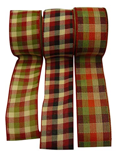 Christmas Tartan Ribbon Assorted Red Designs (2.5" X 10yds)