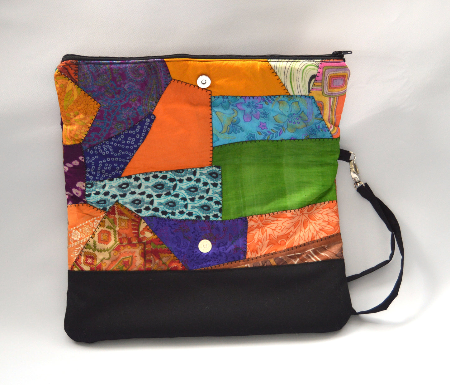 Patchwork Upcycled Vintage Sari Silk Fold-over Clutch Bag Purse