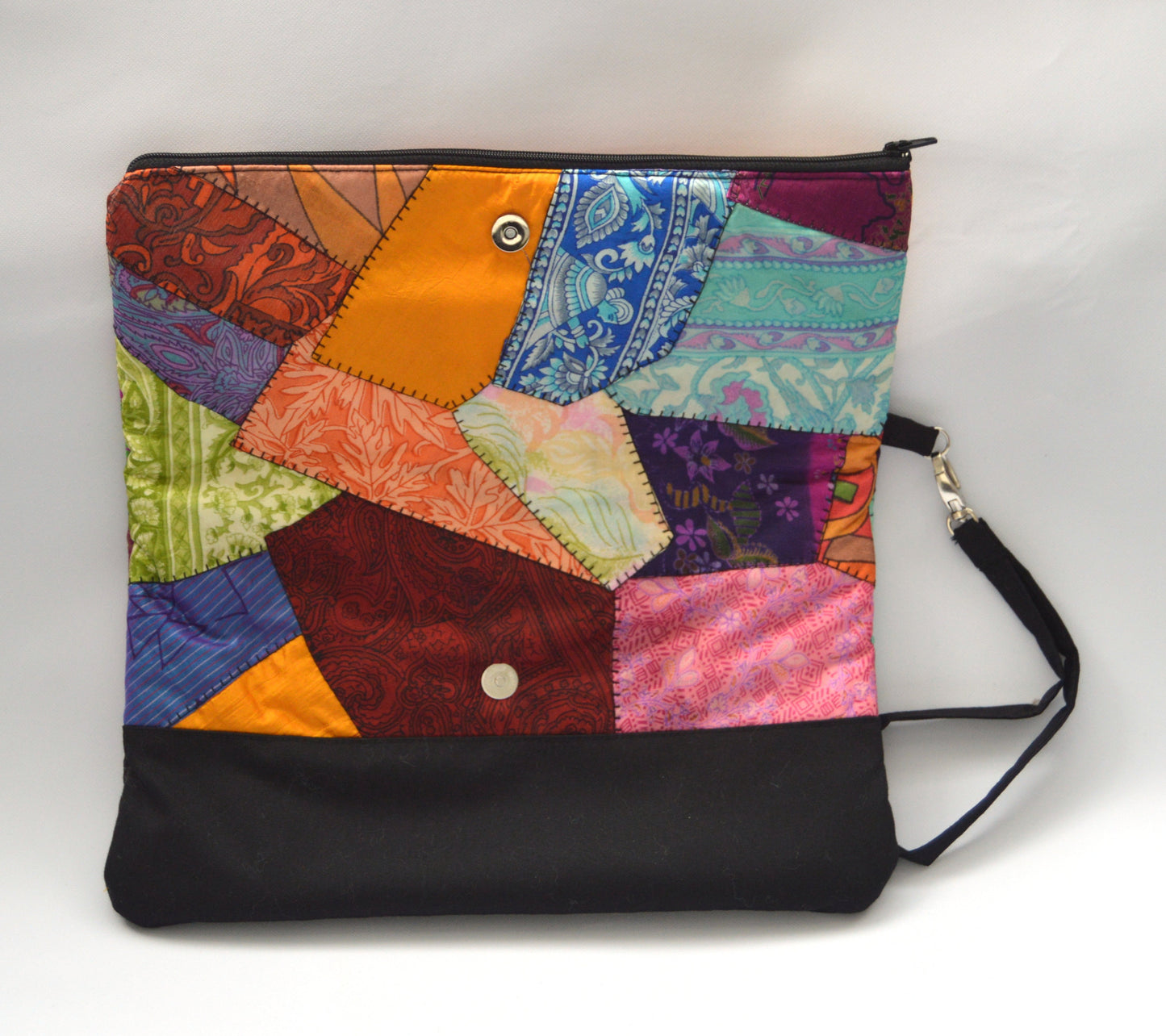 Patchwork Upcycled Vintage Sari Silk Fold-over Clutch Bag Purse