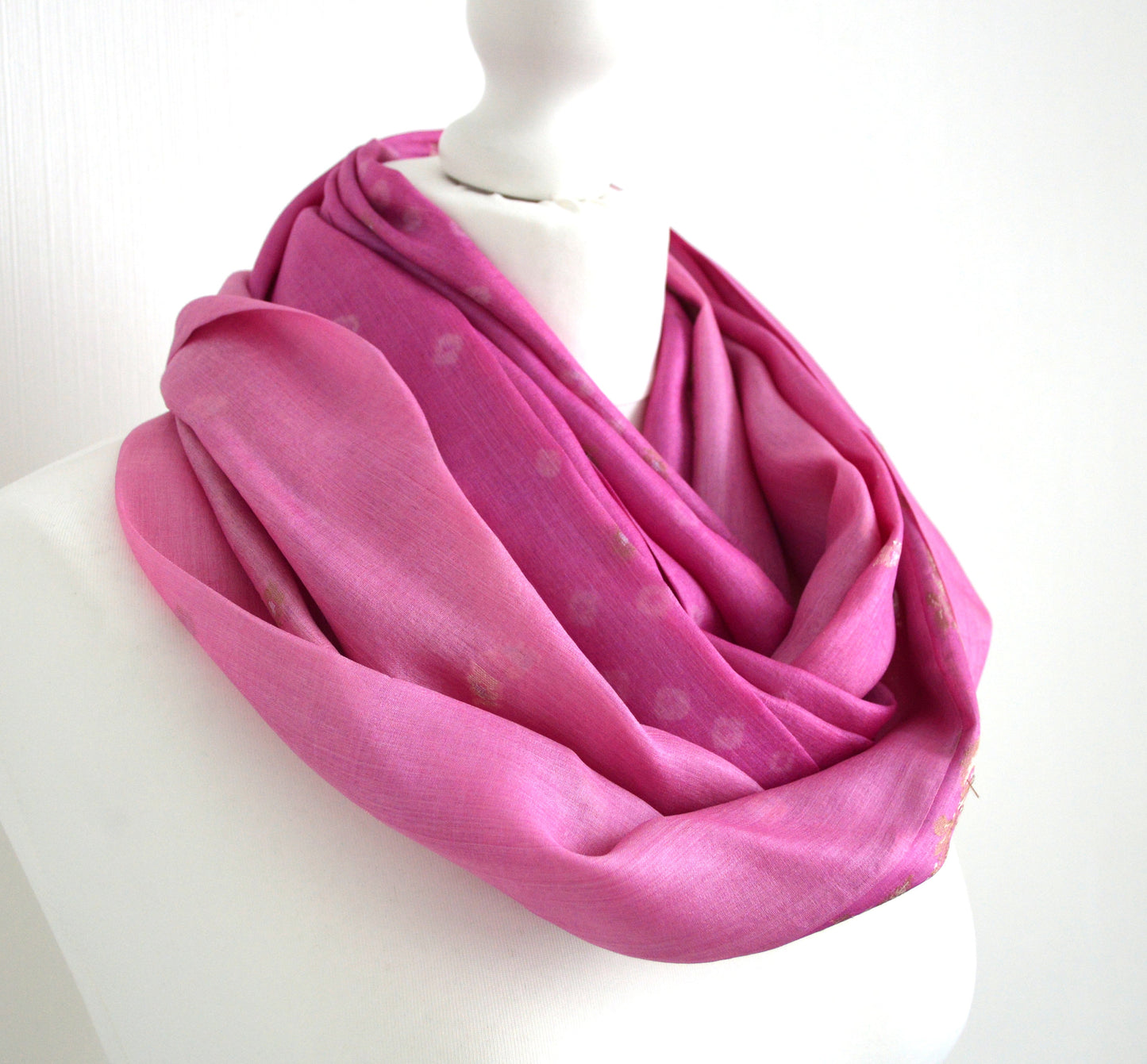Pink Beige Upcycled Vintage Sari Silk Scarf - Boho Eco Friendly Upcycled Sari Womens Scarf - Spring Summer Trend Mothers Day Gift For Her