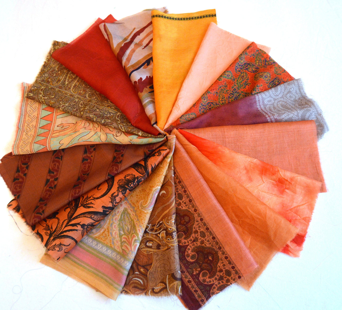 10 Inch x 16 Pieces Recycled Vintage Silk Sari Scraps Remnants Craft Fabric Card Making Collage Mixed Media Textile Art Sewing Junk Journals