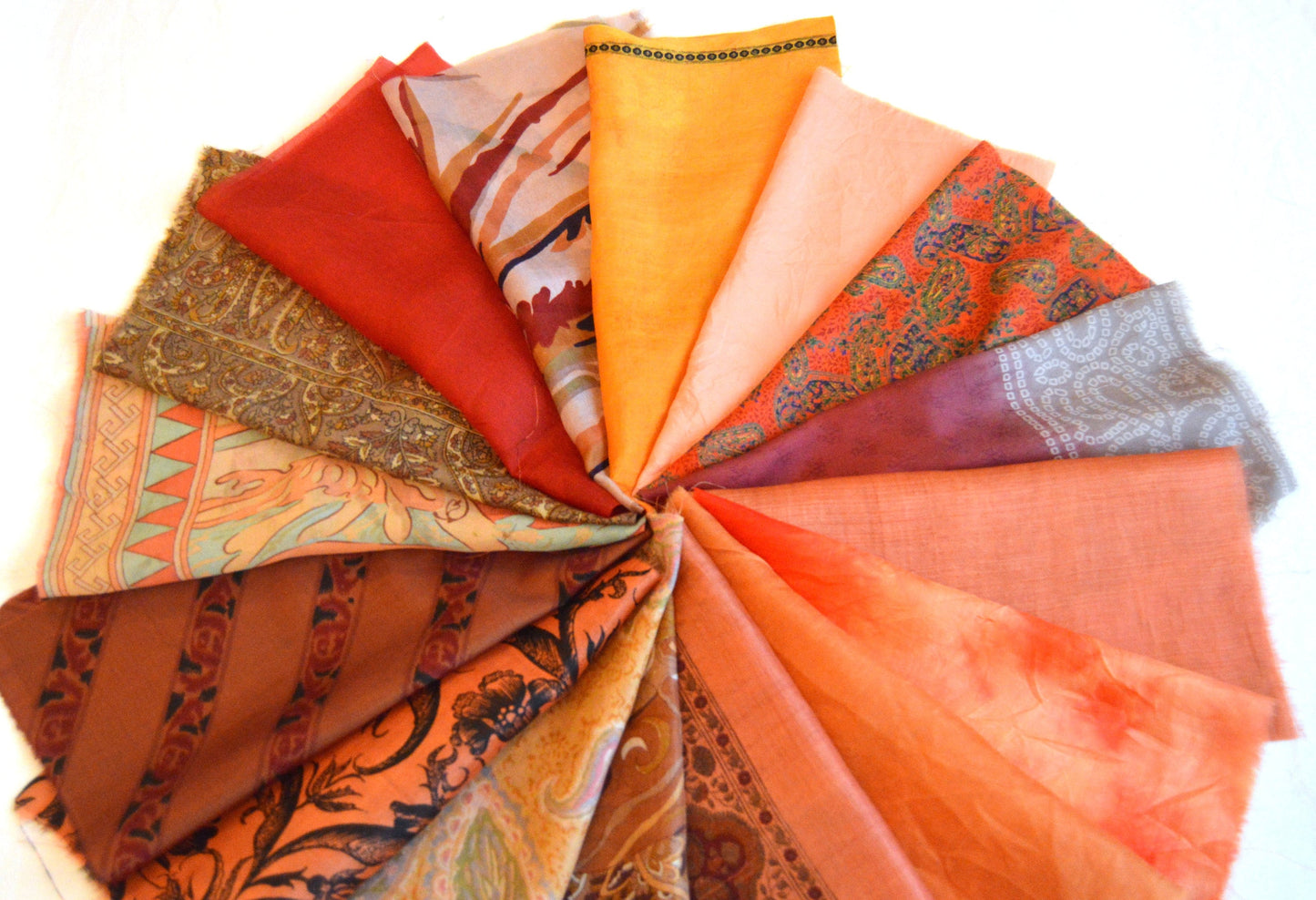 10 Inch x 16 Pieces Recycled Vintage Silk Sari Scraps Remnants Craft Fabric Card Making Collage Mixed Media Textile Art Sewing Junk Journals