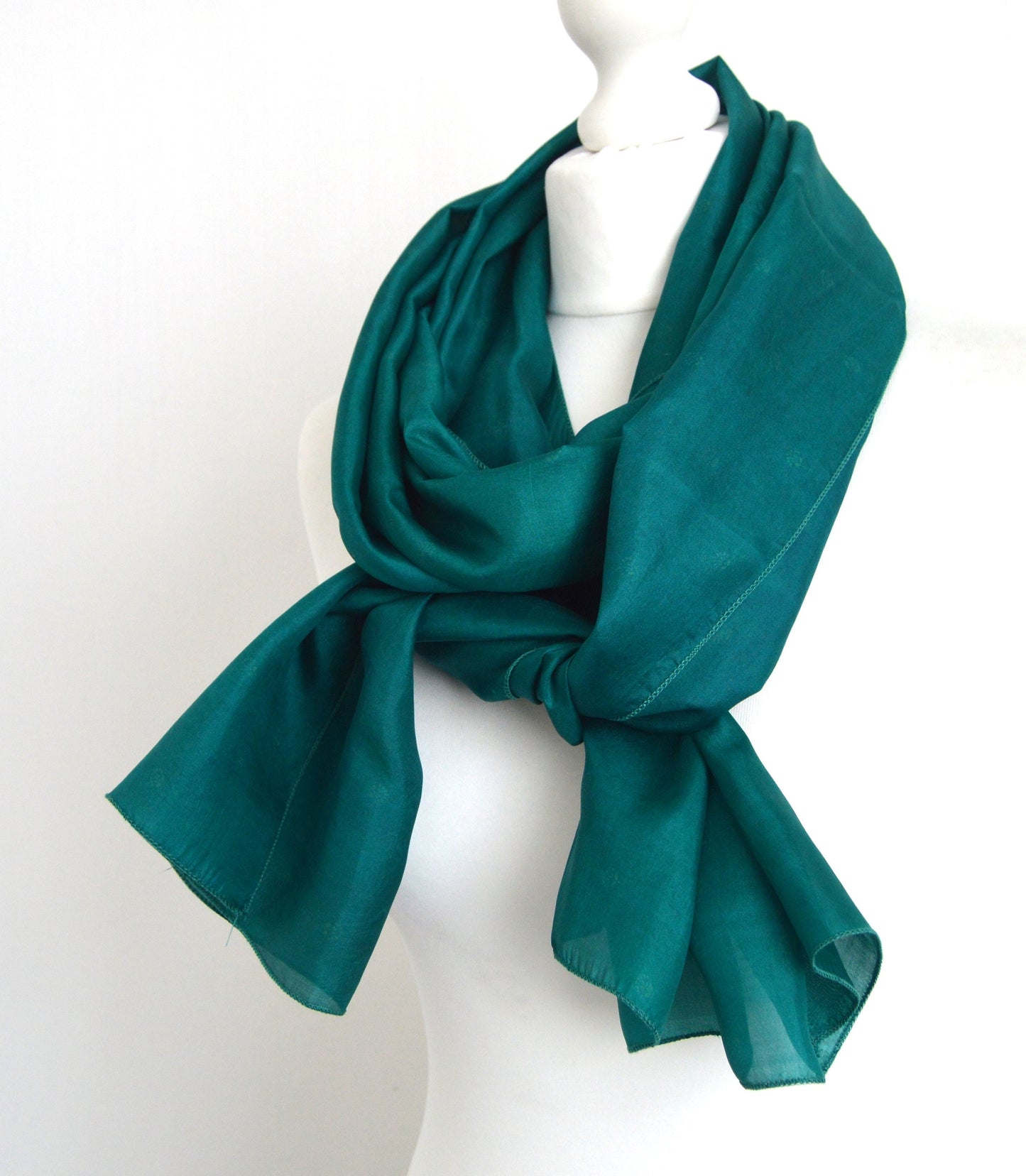 Green Navy Upcycled Sari Silk Infinity Loop Scarf