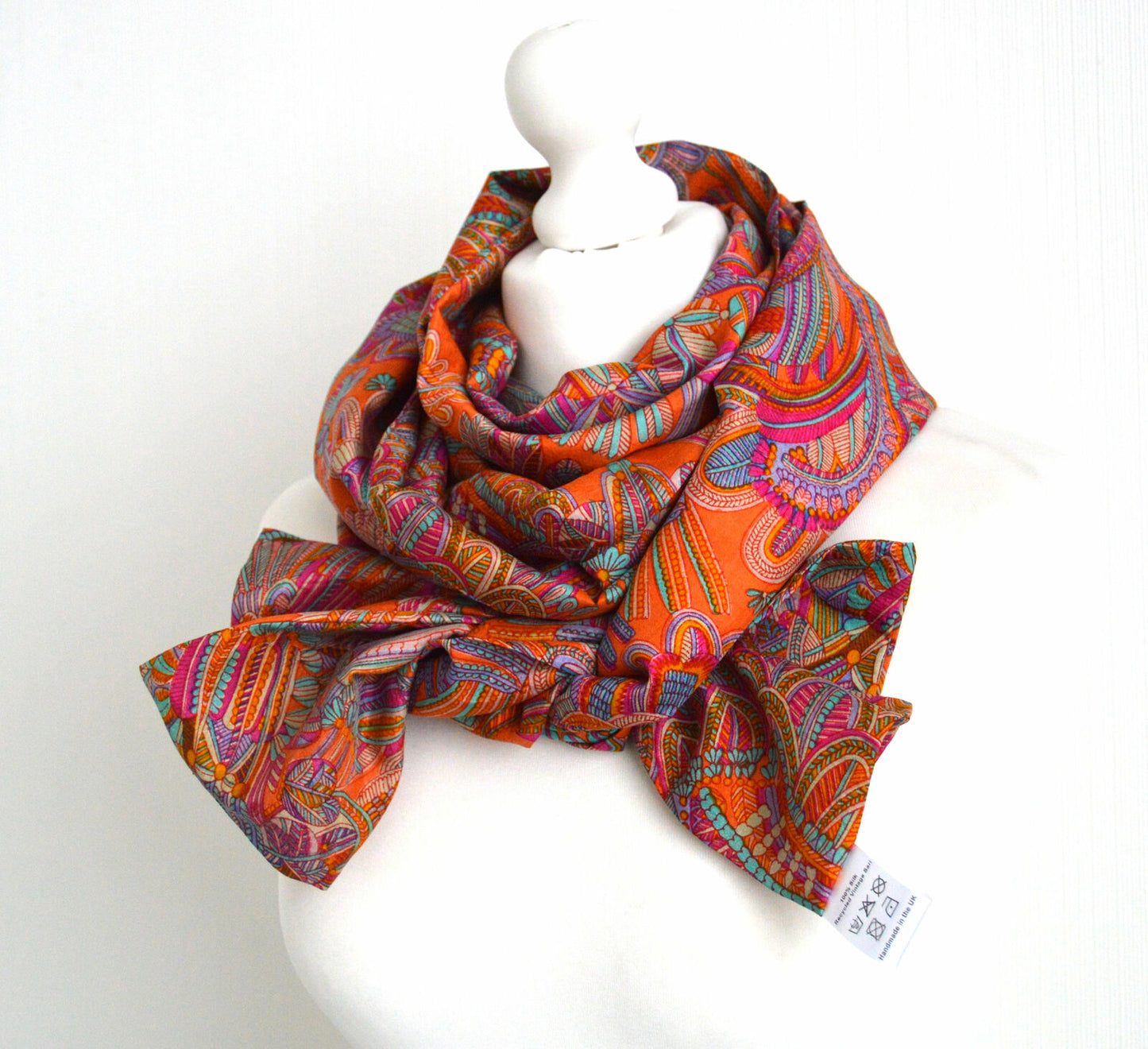 Bold Orange Silk Scarf - Silk Infinity Scarves - Gift for Her - Gift for Him -