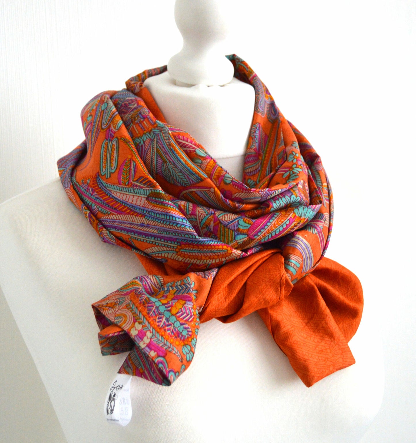 Bold Orange Silk Scarf - Silk Infinity Scarves - Gift for Her - Gift for Him -