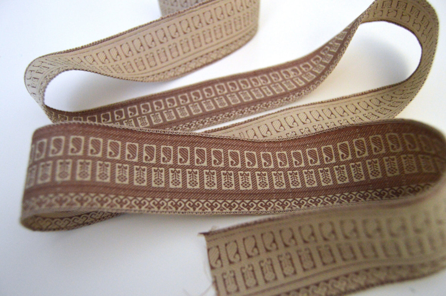 Beige Cream Brocade Silk Vintage Recycled Upcycled Sari Silk Ribbon Border