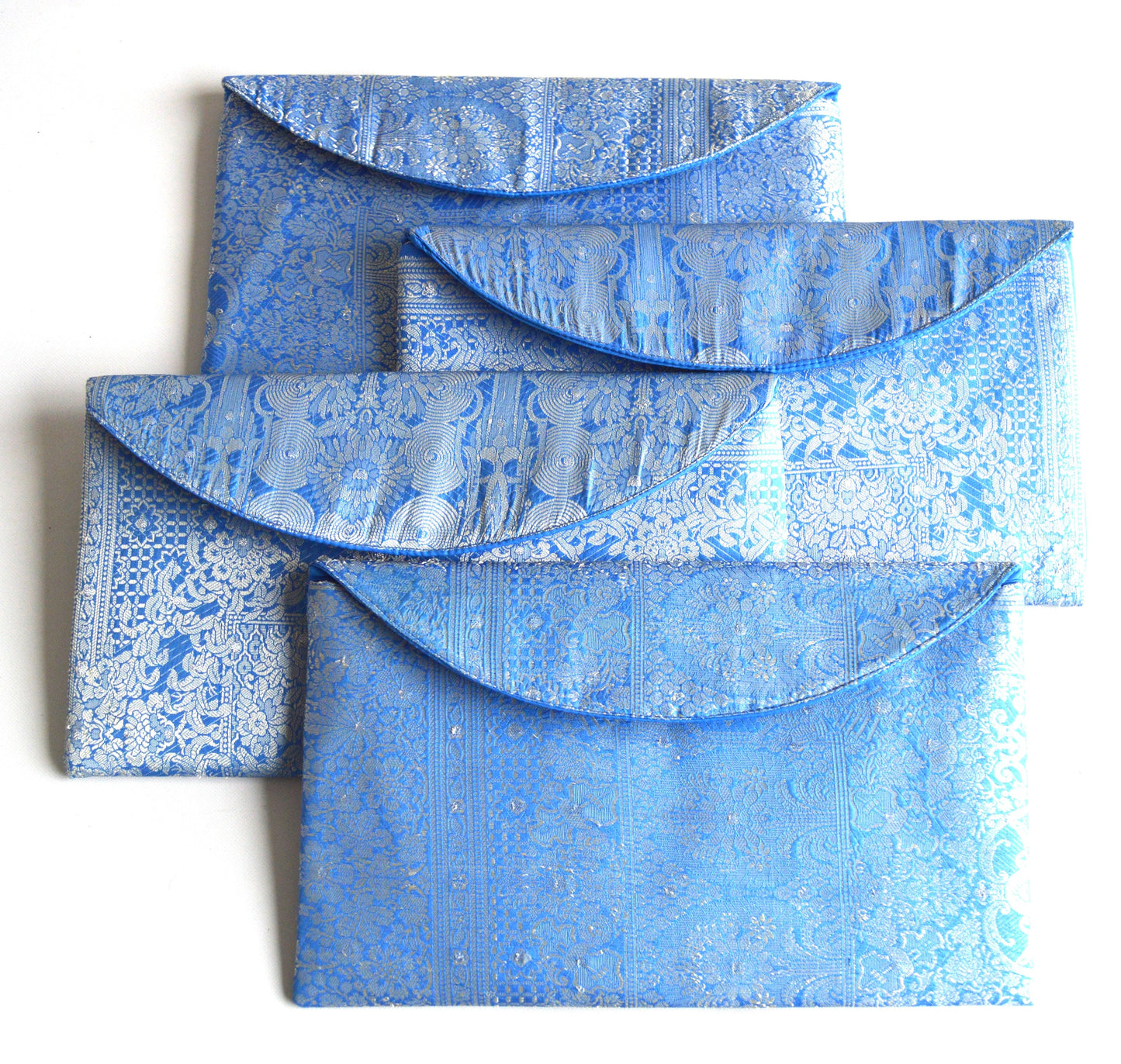 Handmade Recycled Bright Blue Sari Silk Clutch Bag