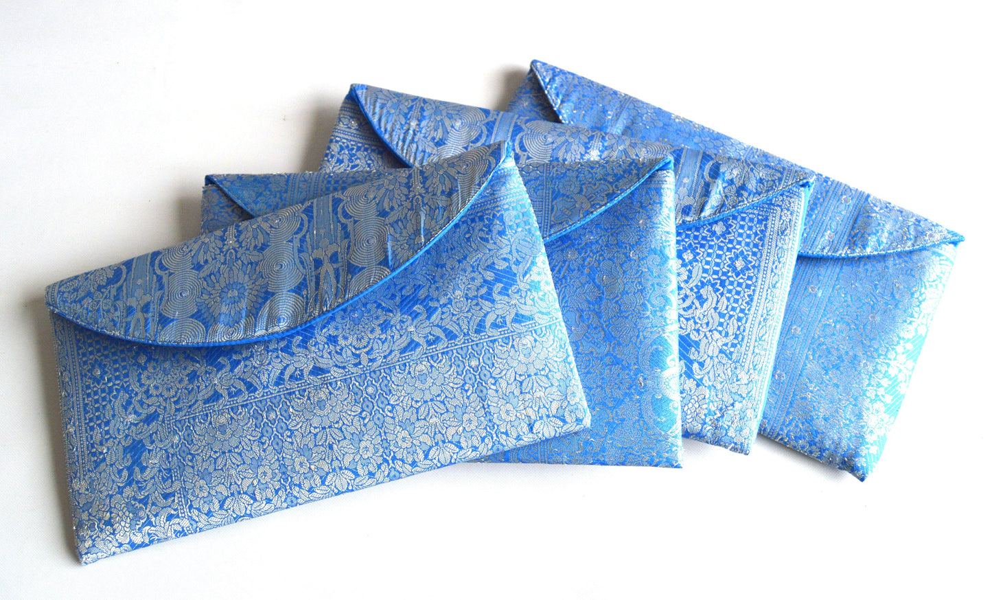 Handmade Recycled Bright Blue Sari Silk Clutch Bag