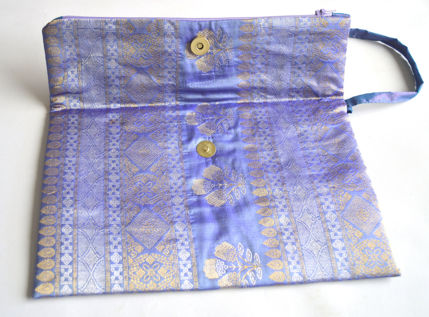 Lilac Gold Floral Fold-over Clutch Bag Purse