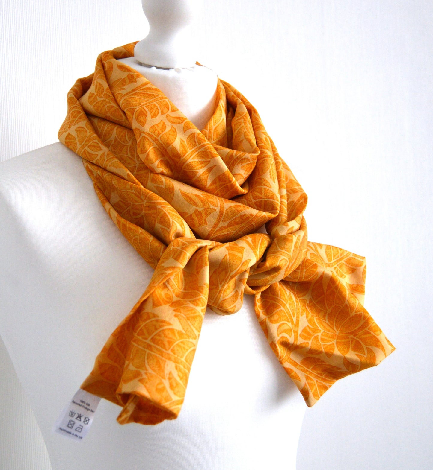 Golden Yellow Sari Silk Scarf - Sophisticated Boho  Pastel Womens Scarf - Eco Friendly Upcycled Mum Mom Sister Friend Teacher Nurse Gift