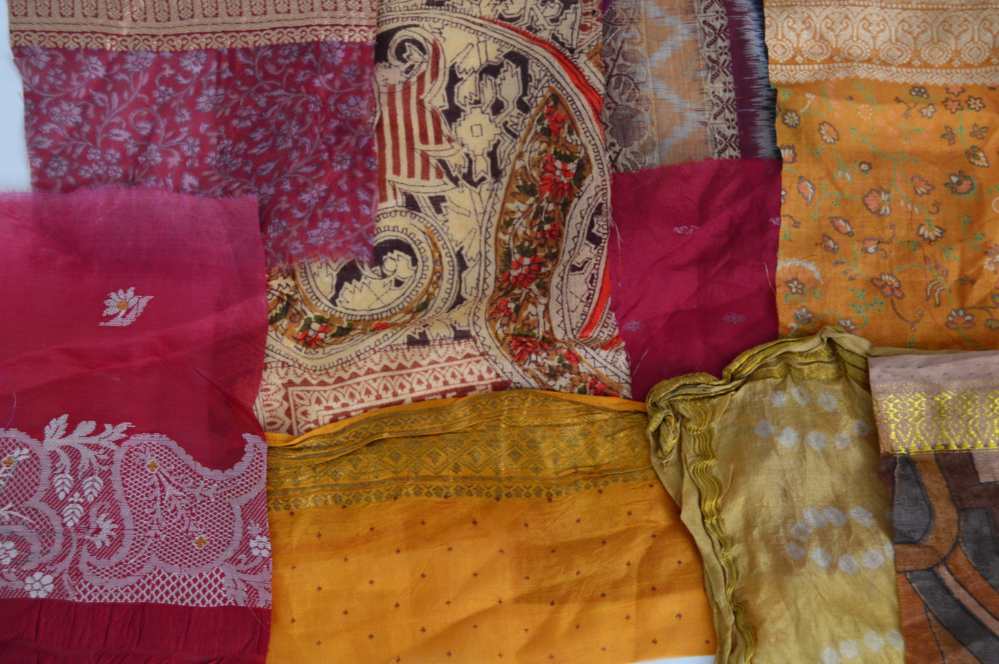Orange Upcycled Sari Silk Fabric Scraps