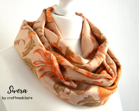 Bright Orange Upcycled Sari Silk Scarf