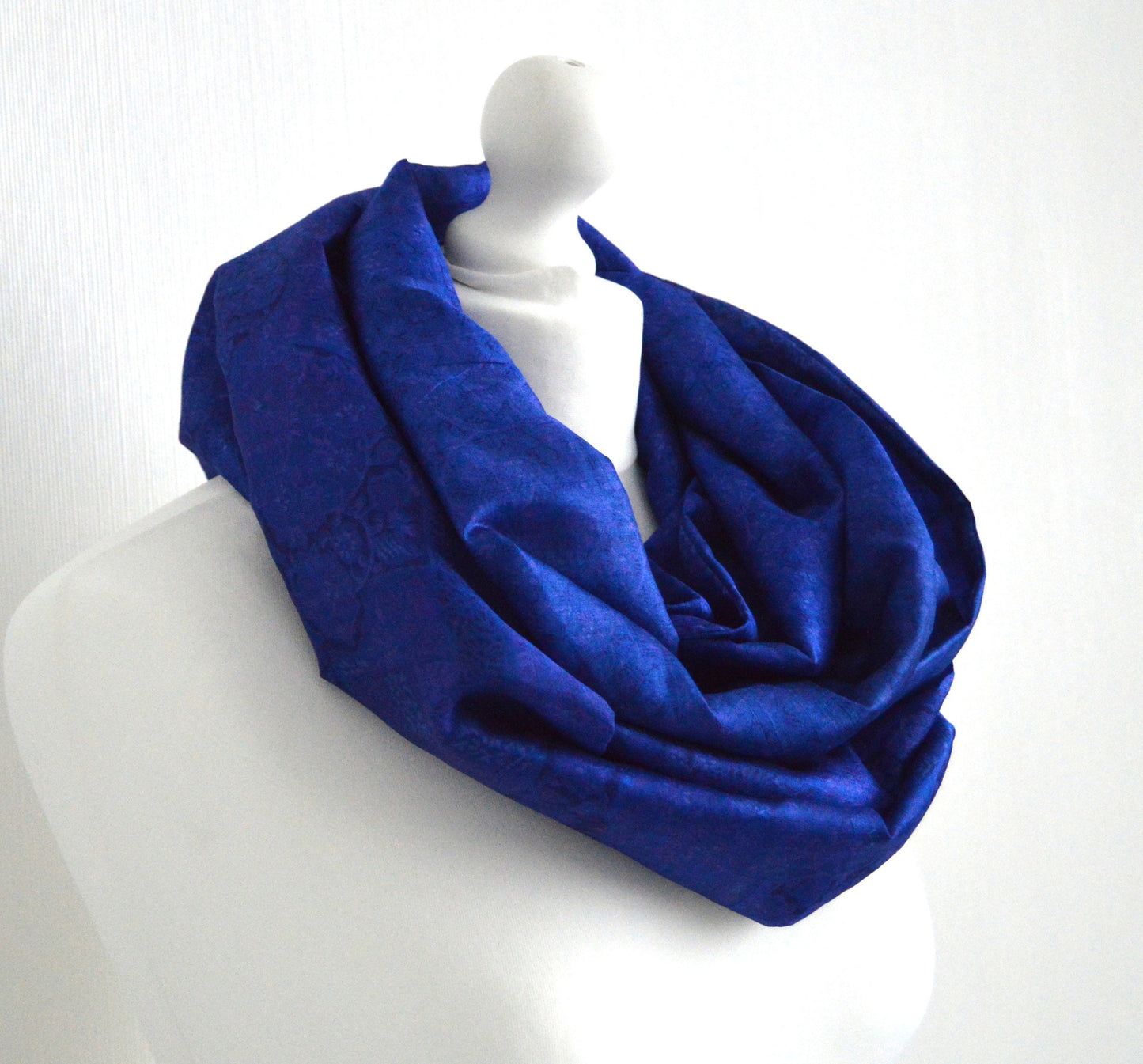 Blue Upcycled Sari Silk Infinity Loop Scarf