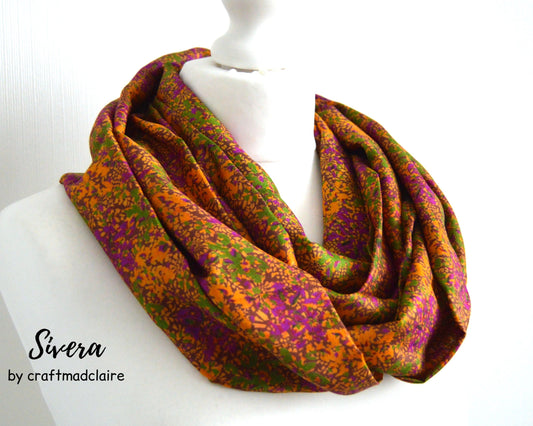 Ochre/Mustard Cerise Green Upcycled Vintage Sari Silk Scarf - Sophisticated Boho Eco Friendly Womens Scarf - Unique Christmas Gift for Her