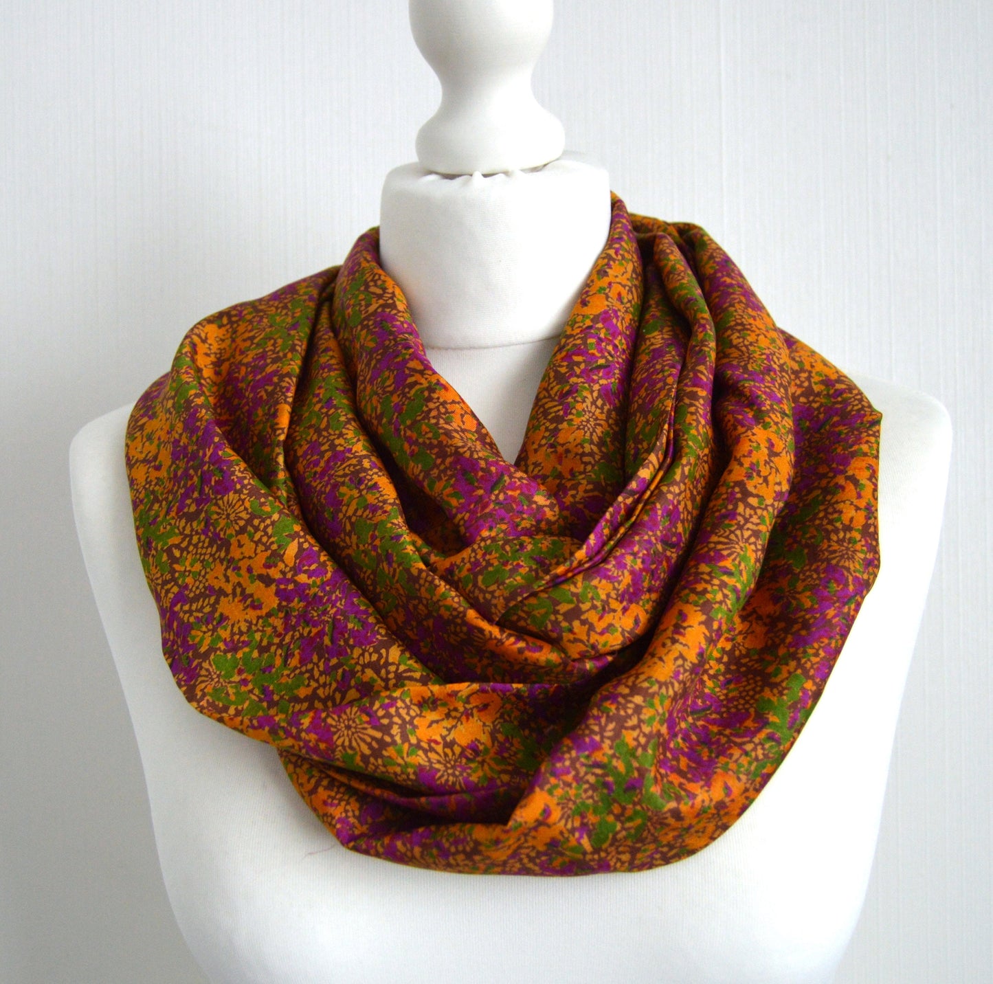 Ochre/Mustard Cerise Green Upcycled Vintage Sari Silk Scarf - Sophisticated Boho Eco Friendly Womens Scarf - Unique Christmas Gift for Her