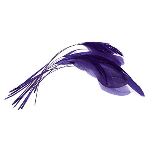 Purple Stripped Coque Feathers for Millinery - Pack of 12